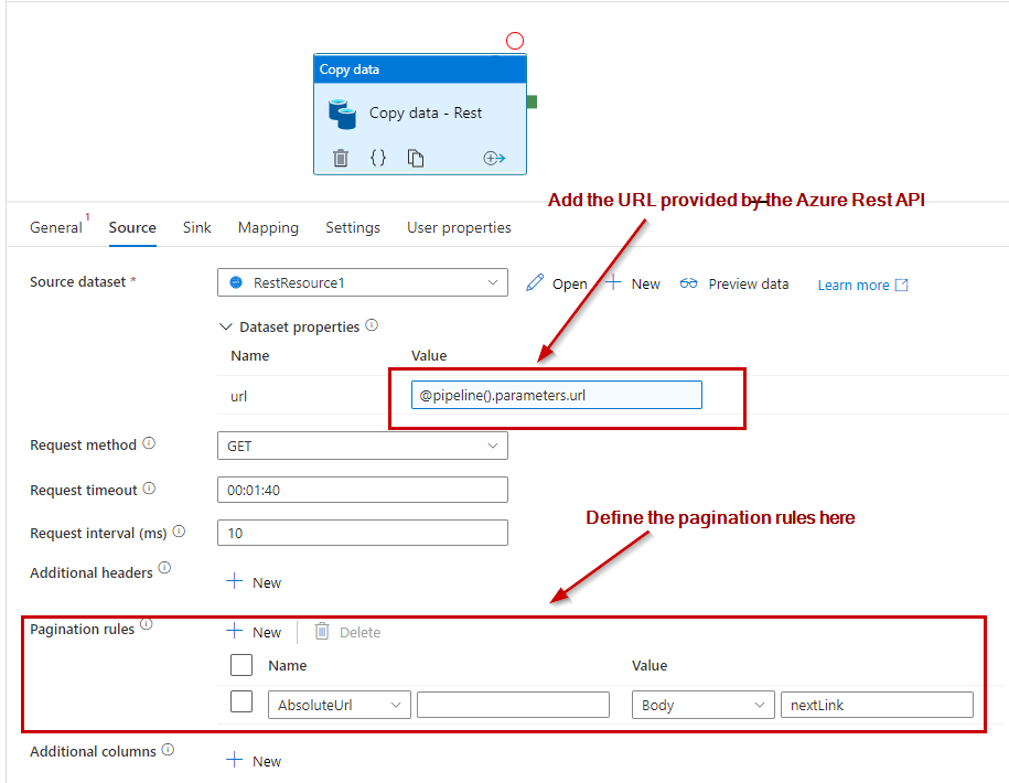 pagination in azure data factory
